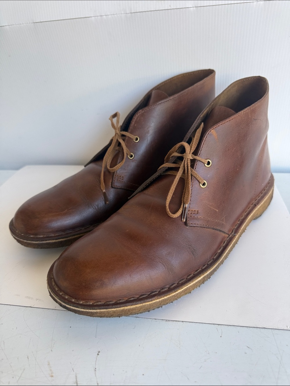 Clarks Originals Leather Chukka Desert Boots Mens Size US 12 Brown